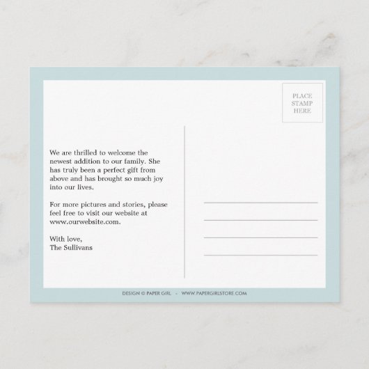 Faire-part de naissance Simple Snapshots Bébé (Ble (Dos)