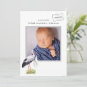 Faire-part de naissance Stork Aquarelle | Recto-Ve (Debout devant)