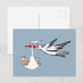 Faire-part de naissance Stork & Baby Boy Carte pos (Devant / Derrière)