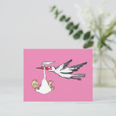 Faire-part de naissance Stork & Baby Girl Carte po (Debout devant)