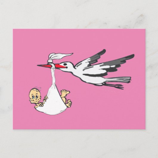 Faire-part de naissance Stork & Baby Girl Carte po (Devant)