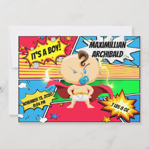 Faire-part de naissance Superhero du livre de band