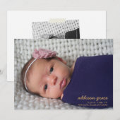 FAIRE-PART DE NAISSANCE SWEET HELLO // Faux Gold F (Devant / Derrière)