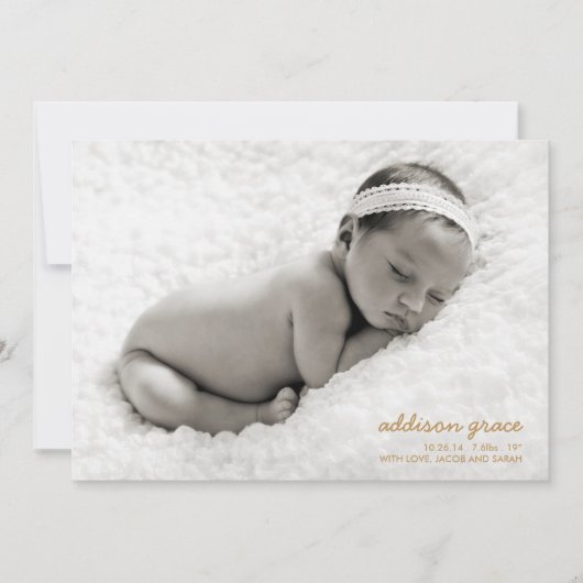 FAIRE-PART DE NAISSANCE SWEET HELLO // Faux Gold F (Devant)