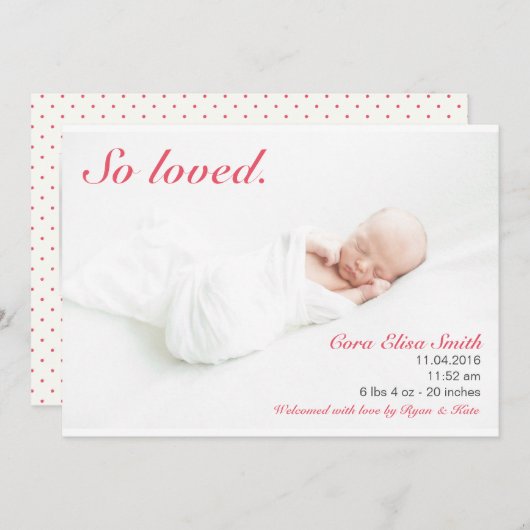 Faire-Part de Naissance Tellement Aimé (Devant / Derrière)