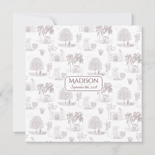 Faire-part de naissance Toile Romantique Script (Devant)