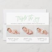 Faire-part de naissance triplé moderne multi photo (Devant)