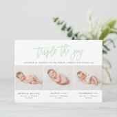 Faire-part de naissance triplé moderne multi photo (Debout devant)