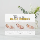 Faire-part de naissance triplé multiphoto (Debout devant)