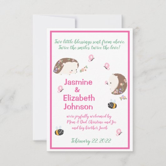 Faire-part de naissance Twin Girls (Devant)