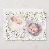 Faire-part de naissance Unicorne or et noir (Dos)