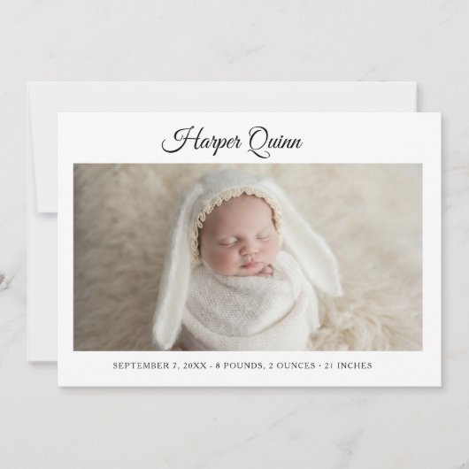 Faire-part de naissance unique et élégant pour béb (Devant)
