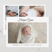 Faire-part de naissance unique et élégant pour béb (Devant / Derrière)
