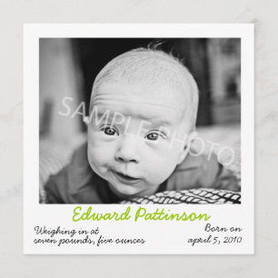 Faire-part de naissance vert