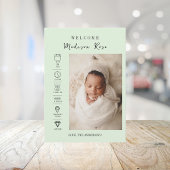 Faire-part de naissance vert moderne pour nouveau-
