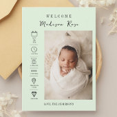 Faire-part de naissance vert moderne pour nouveau-