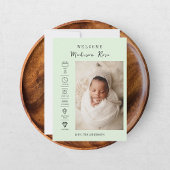 Faire-part de naissance vert moderne pour nouveau-