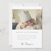 Faire-part de naissance verte à main classique (Dos)