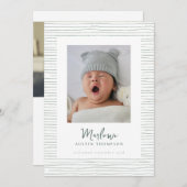 Faire-part de naissance verte à main classique (Devant / Derrière)