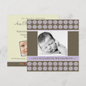 Faire-part de naissance Victorian Lilac Designer c (Devant / Derrière)