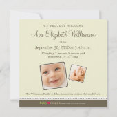 Faire-part de naissance Victorian Lilac Designer c (Dos)