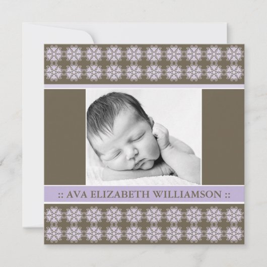 Faire-part de naissance Victorian Lilac Designer c (Devant)