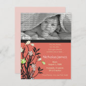 Faire-part de naissance Viney Baby Rose (Devant / Derrière)