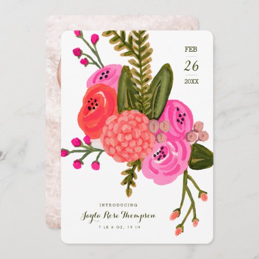 Faire-part de naissance vintage (Devant / Derrière)