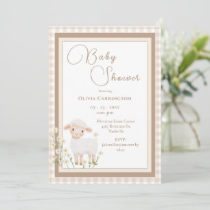 Faire-part de naissance vintage à carreaux pour bé