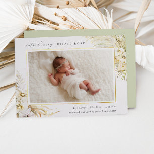 Faire-part de naissance vintage à huile florale de