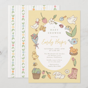 Faire-part de naissance vintage de jardin de conte