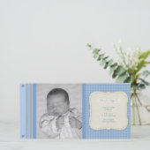 Faire-part de naissance Vintage En vichy bleu (Debout devant)