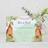 Faire-part de naissance Vintage Fox Bunting Garden (Debout devant)