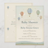 Faire-Part de Naissance Vintage Montgolfière (Devant / Derrière)