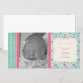 Faire-part de naissance vintage rose (Devant / Derrière)