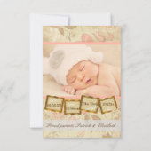 Faire-part de naissance Vintage Rose - 3x5 (Dos)
