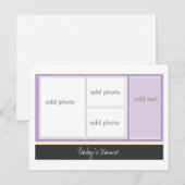 Faire-part de naissance : violet (Devant / Derrière)