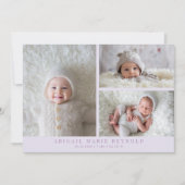 Faire-part de naissance violet minimaliste Multi P (Devant)