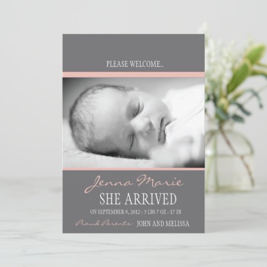 faire-part de naissance "Welcome Baby" (Debout devant)