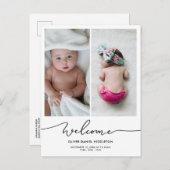 Faire-part de naissance Welcome Modern Script Phot (Devant / Derrière)
