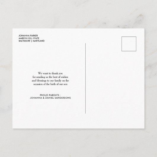 Faire-part de naissance Welcome Modern Script Phot (Dos)