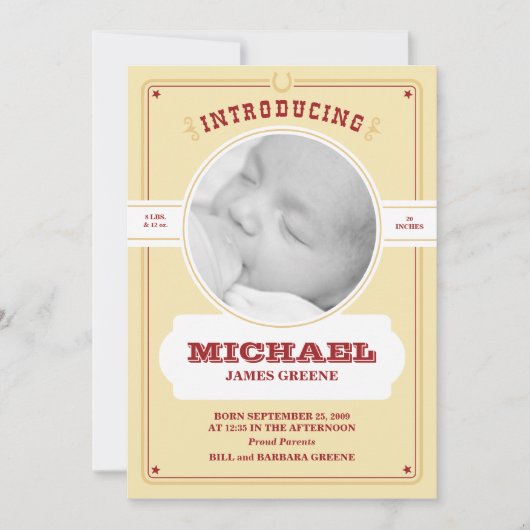 Faire-part de naissance Western Baby (Devant)