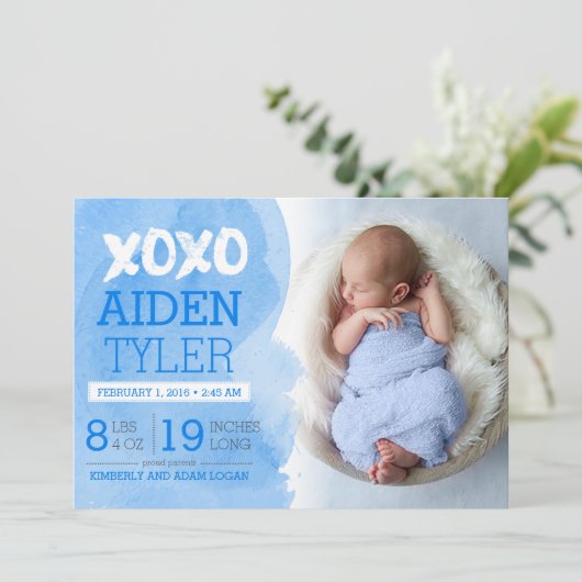 Faire-part de naissance XOXO (Debout devant)