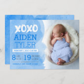 Faire-part de naissance XOXO (Devant / Derrière)