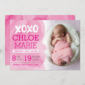 Faire-part de naissance XOXO (Devant / Derrière)