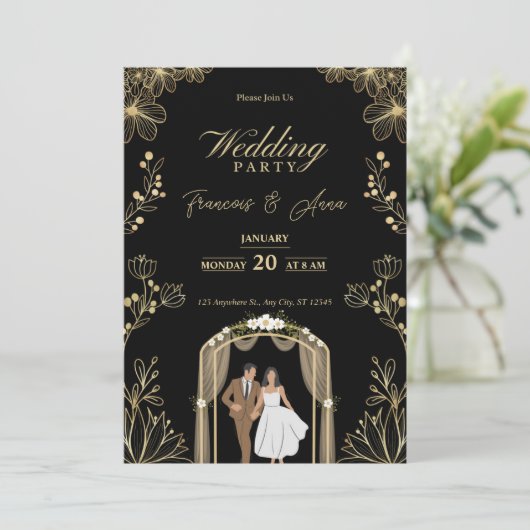 Faire-part de Nikkah numérique islamique I blanc e (Debout devant)