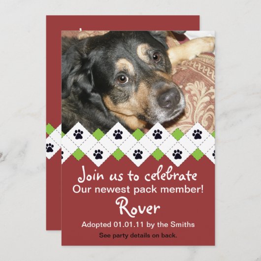 Faire-part de partie d'adoption de chien/chiot (Devant / Derrière)