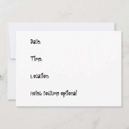 Faire-part de partie de Halloween (Dos)