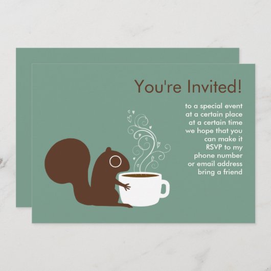 Faire-part de partie d'écureuil de café (Devant / Derrière)