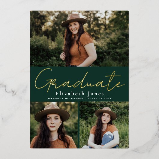 Faire-part de peinture à huile de script vert (Recto)